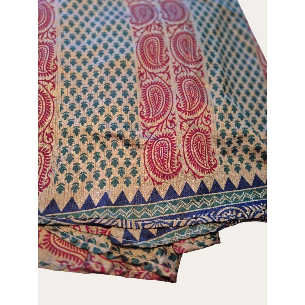 Reversible Boho Floral & Paisley Wrap Skirt Adjustable Tie Waist Multi-Color - Picture 5 of 12